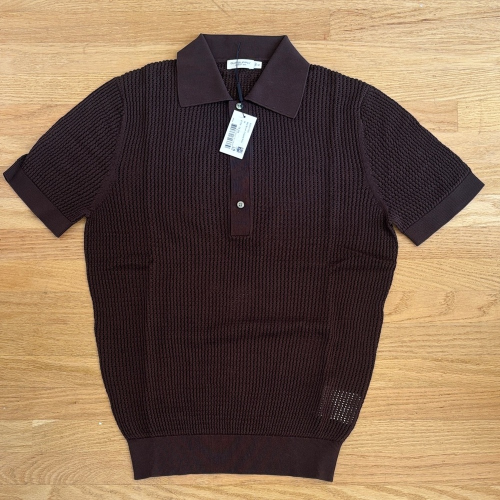 Suitsupply Dark Brown crochet Polo Shirt